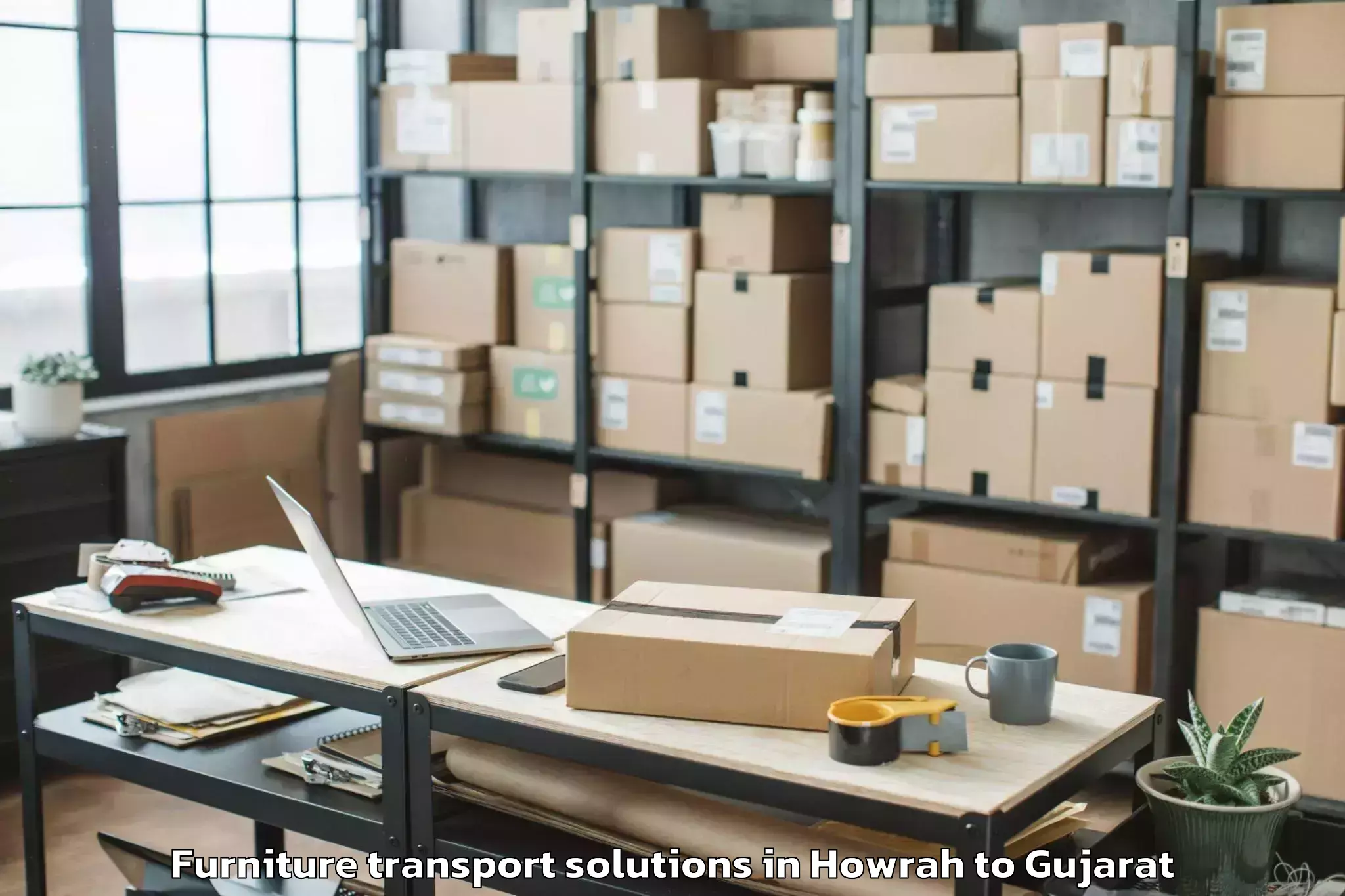 Book Howrah to Songadh Furniture Transport Solutions Online